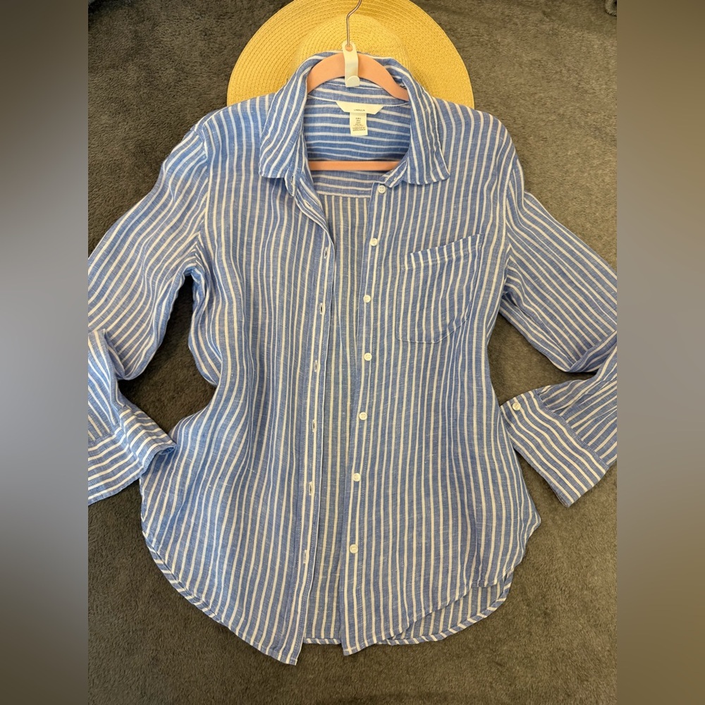 Blue Striped Women’s Button Down Shirt